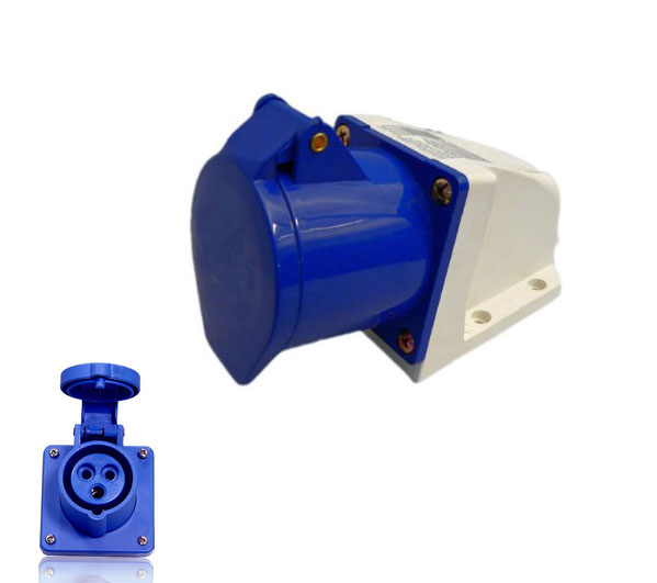 Presa elettrica industriale da parete inclinata 2P+T 32A IP44 EL989 FATO