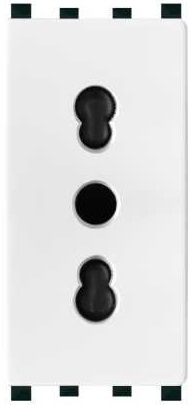 Presa bivalente 10-16A 250V Bianco compatibile Vimar Plana EL1998 