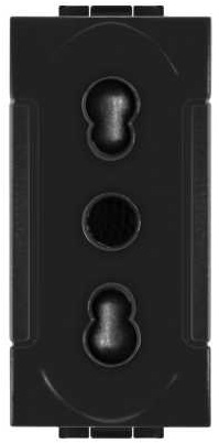 Presa bivalente 10A-16A 250V 2P+T nero compatibile con serie Living International EL2140 
