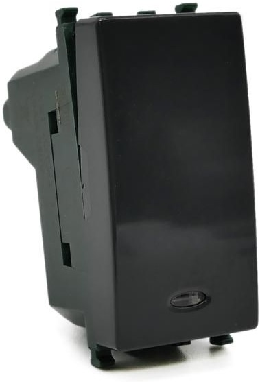 Deviatore con spia luminosa nero compatibile Vimar Plana EL2214 