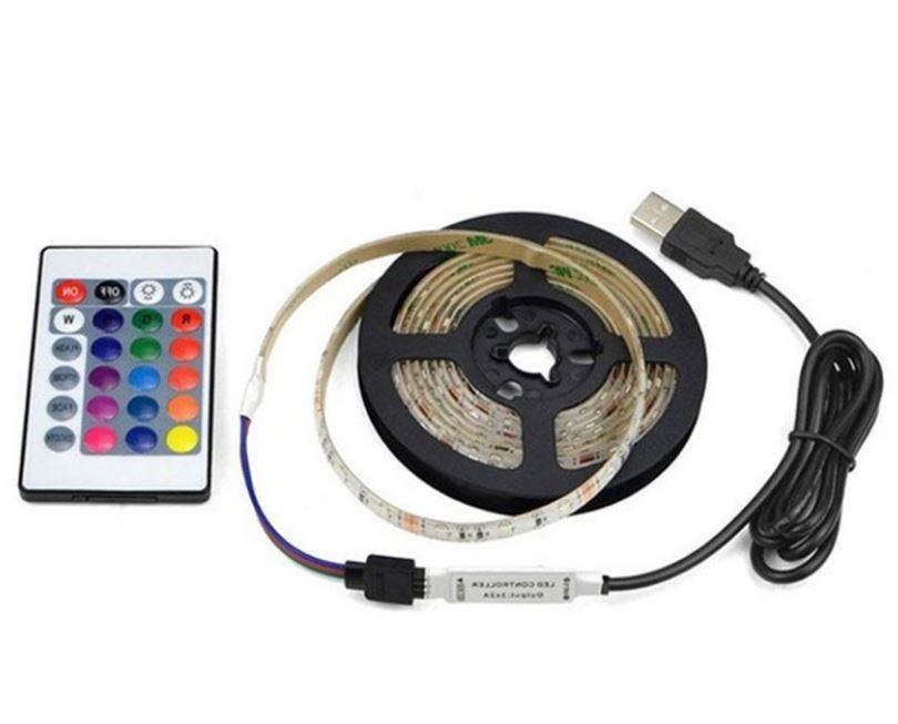 Striscia LED RGB 2m IP65 cavo di alimentazione USB con telecomando WB763 