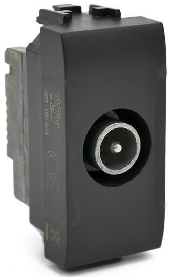 Presa TV passante nera compatibile Vimar Plana EL2364 