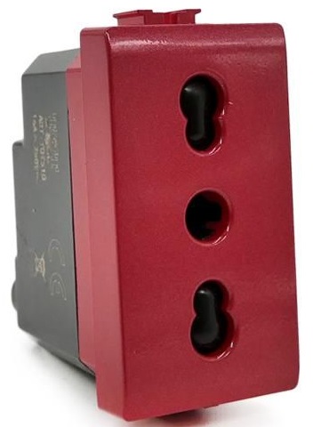 Presa bivalente 10-16A per segnalazione linea dedicata/emergenza rossa compatibile Vimar Plana EL2370 