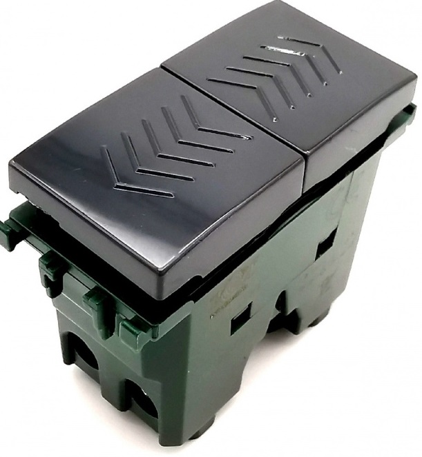 Doppio Pulsante 10A-250V nero compatibile con serie Vimar Plana EL2406 