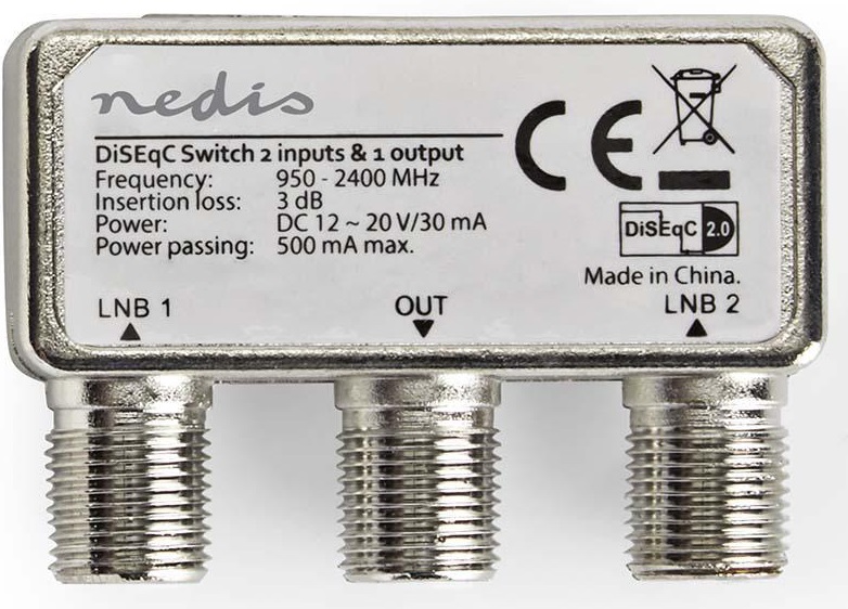Interruttore DiSEqC 2-1 Connettore F 950-2400MHz ND7150 Nedis