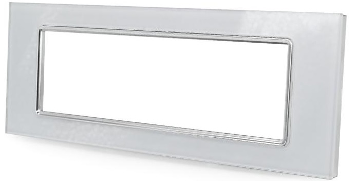 Placca in vetro bianco 7 posti compatibile Living International EL2283 