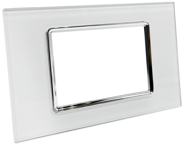 Placca in vetro bianco 3 posti compatibile Living International EL908 