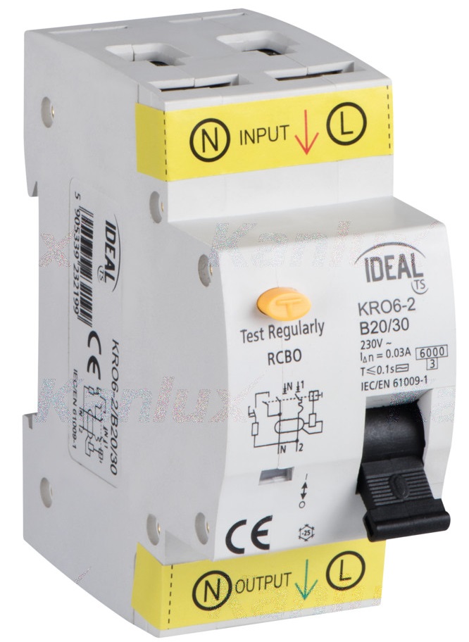 Interruttore magnetotermico differenziale 20A 6kA 2P KRO6 Kanlux KA2138 Kanlux