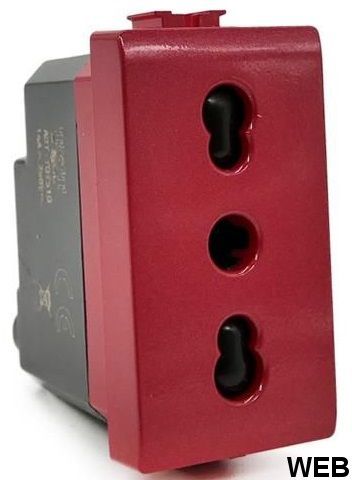 Presa bivalente 10-16A per segnalazione linea dedicata/emergenza rossa compatibile Living International EL1019 