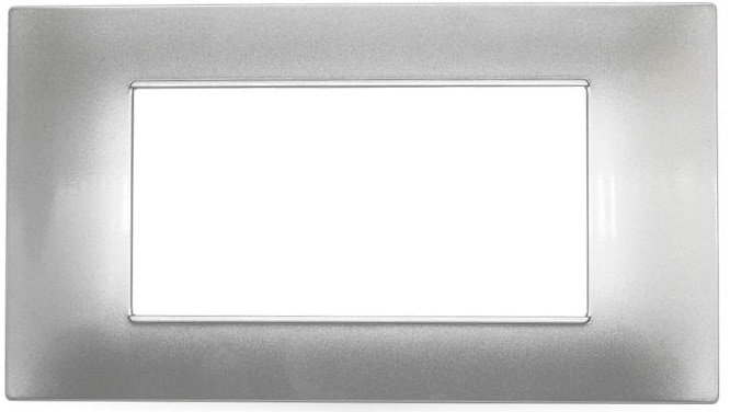 Placca in tecnopolimero 4 posti color argento compatibile Vimar Plana EL007 
