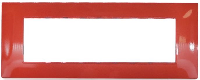 Placca in tecnopolimero 7 posti color rosso corallo compatibile Vimar Plana EL1461 