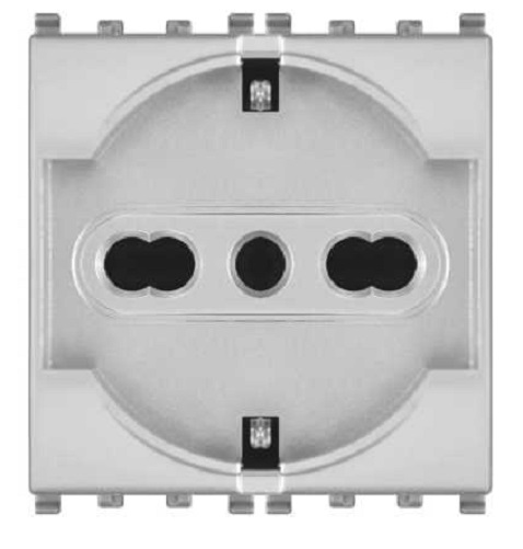 Presa Schuko 2.0 16A 250V grigia compatibile Vimar Plana EL2619 