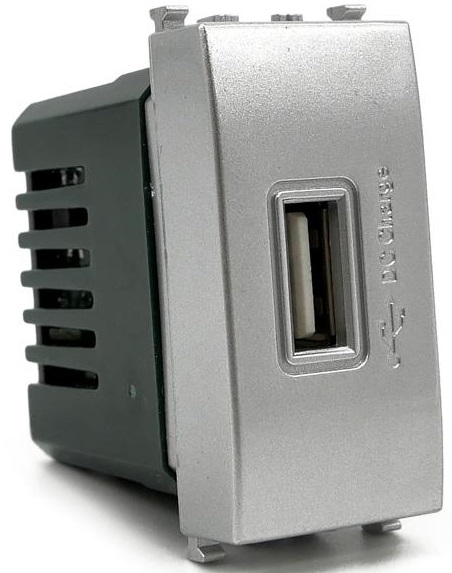 Presa USB grigia 90-265V 50/60Hz output 5V 2A compatibile Vimar Plana EL3145 