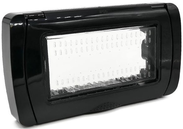 Placca idrobox IP55  4P nera compatibile Matix EL837 