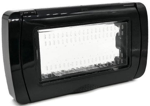 Placca idrobox IP55 4P nera compatibile Vimar Plana Plana EL2443 