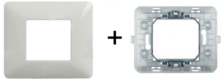 Kit placca bianca e supporto 2 posti compatibili Matix EL4030 