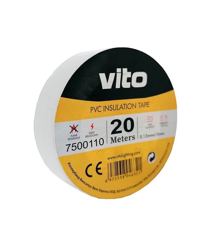 Nastro isolante 19mm 20m bianco Vito EL161 Vito