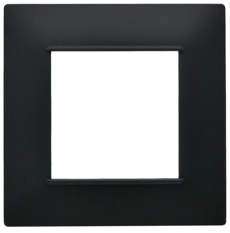 Placca 2 posti nera Soft Touch compatibile Vimar Plana EL2405 