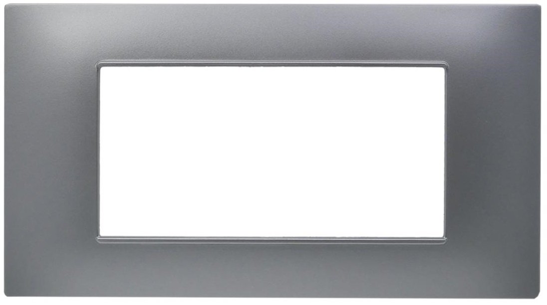 Placca 4 posti argento Soft Touch compatibile Vimar Plana EL3089 