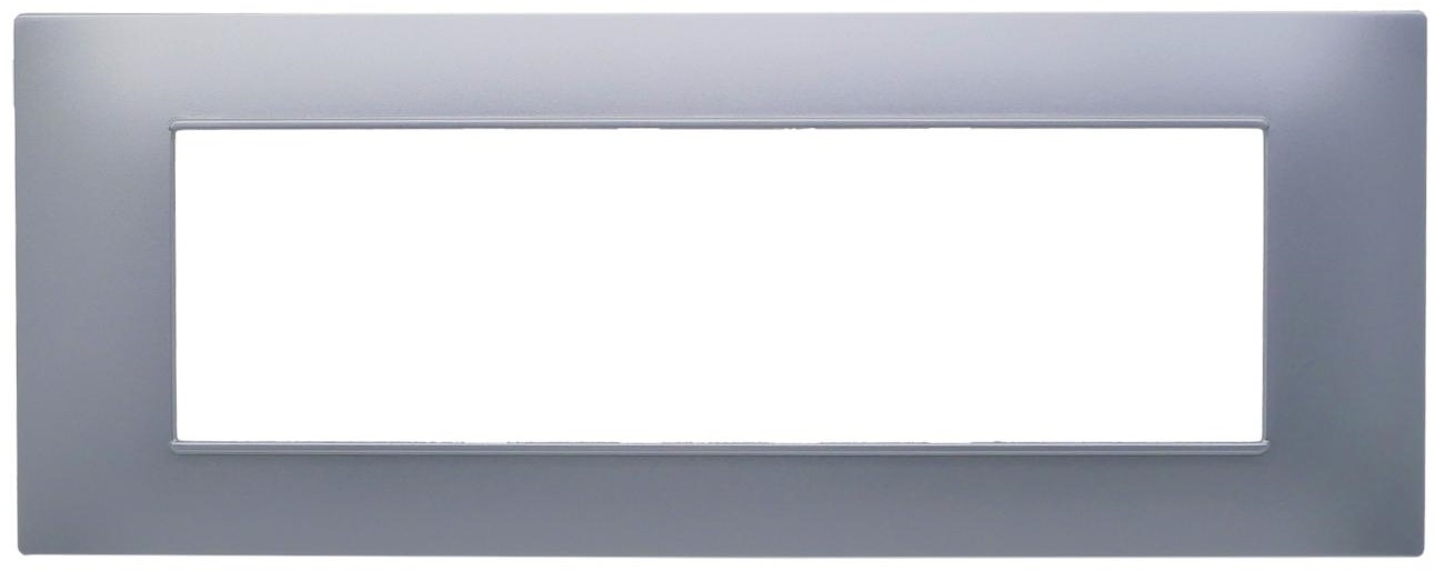 Placca 7 posti argento Soft Touch compatibile Vimar Plana EL3164 
