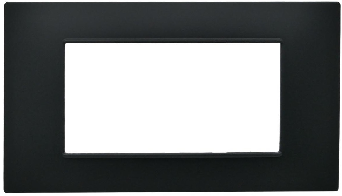 Placca 4 posti nera  Soft Touch compatibile Vimar Plana EL3271 