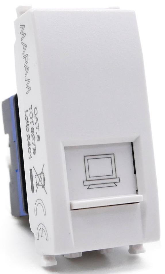 Connettore di rete RJ45 CAT6 bianco compatibile Vimar Arké EL177 