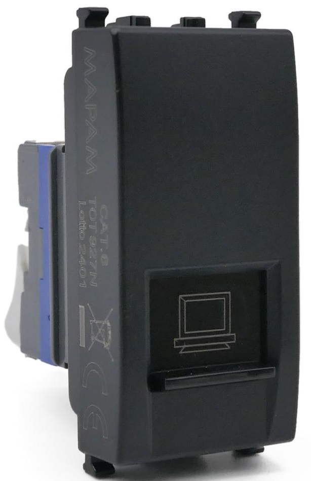 Connettore di rete RJ45 CAT6 nero compatibile Vimar Arké EL186 