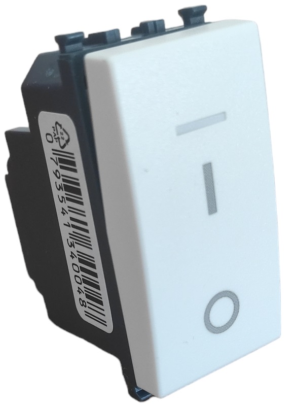 Interruttore bipolare con spia bianco compatibile Vimar Arké EL200 