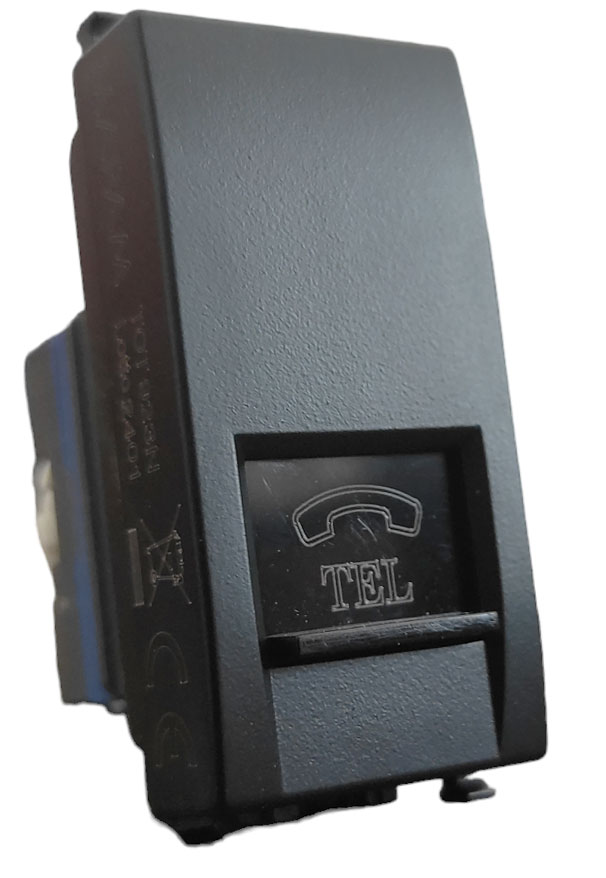 Presa telefonica nera compatibile Vimar Arké EL206 