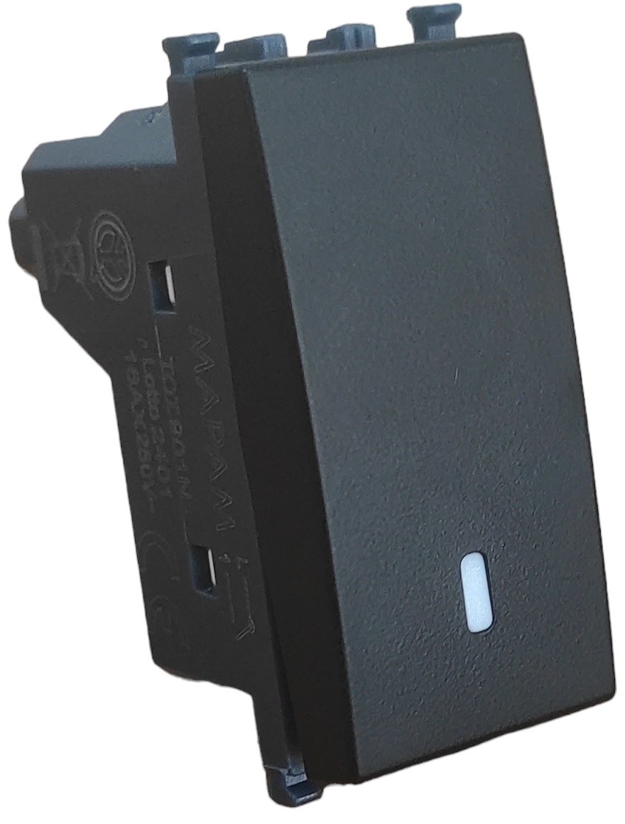 Interruttore unipolare nero compatibile Vimar Arké EL216 