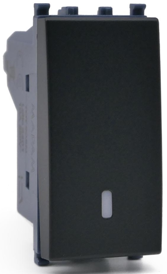 Pulsante unipolare nero con spia compatibile Vimar Arké EL214 