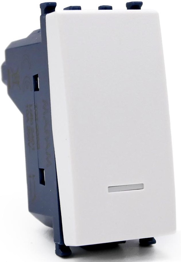 Pulsante unipolare bianco con spia compatibile Vimar Arké EL236 