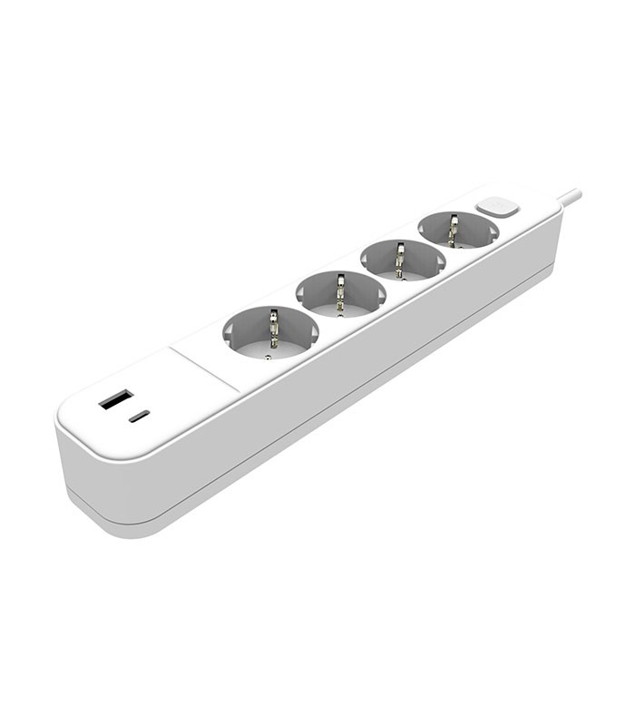 Multipresa schuko con interruttore 4 posti con presa USB - USB type C EL281 Vito