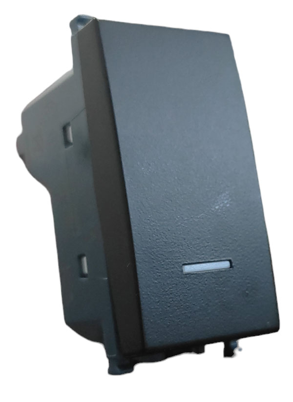 Pulsante unipolare nero con spia compatibile Vimar Arké EL301 