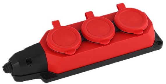 Multipresa schuko 3 posti 2P+T IP44 rossa Vito EL3142 Vito