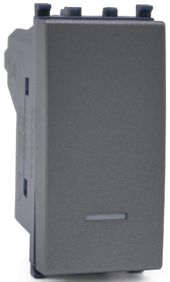 Pulsante unipolare grigio con spia compatibile Vimar Arké EL364 