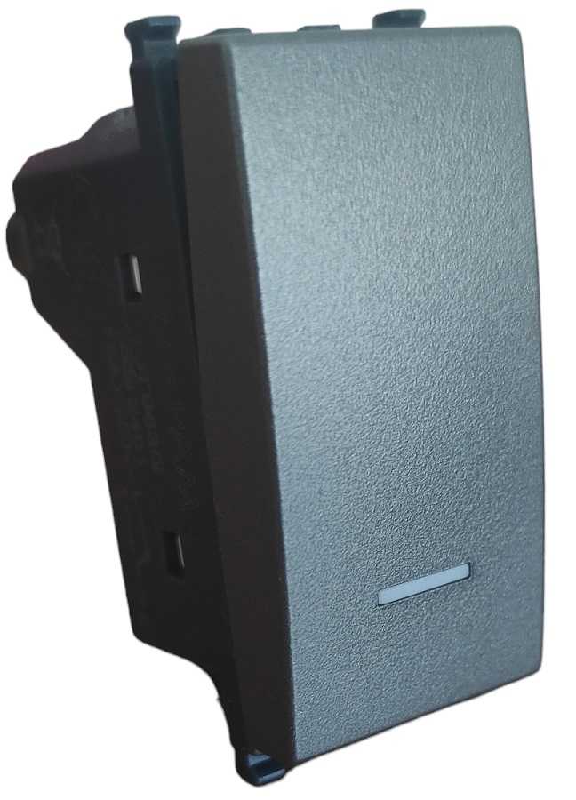 Interruttore unipolare grigio con spia compatibile Vimar Arké EL375 