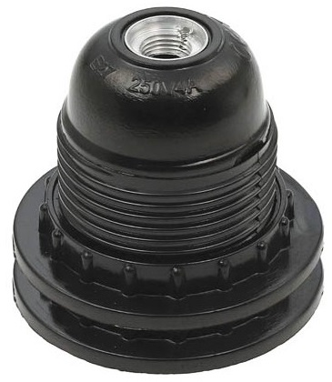 Portalampade E27 in bachelite con 2 anelli nero EL3234 Vito