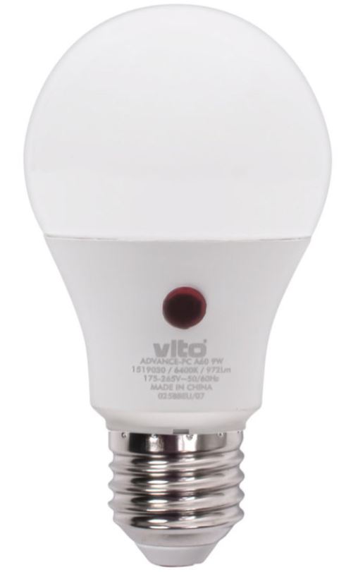 Lampadina LED con sensore crepuscolare E27 9W 972Lm 6400K luce fredda EL602 Vito
