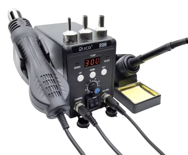 Stazione saldante con pistola ad aria calda ed ugelli 700W Q848 