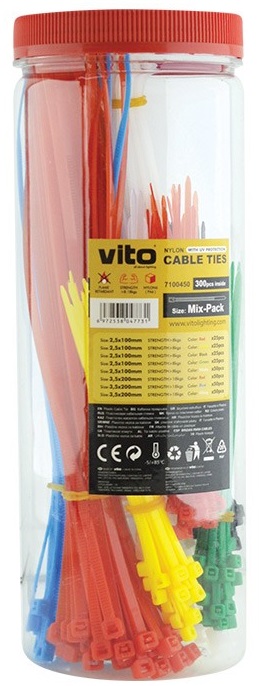 Assortimento di fascette fermacavo autobloccanti varie misure e colori - 300 pezzi EL189 