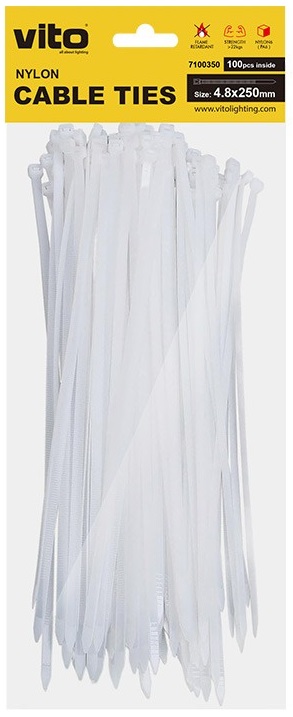 Fascette fermacavi autobloccanti bianche 4.8X250mm - 100 pezzi EL2287 Vito