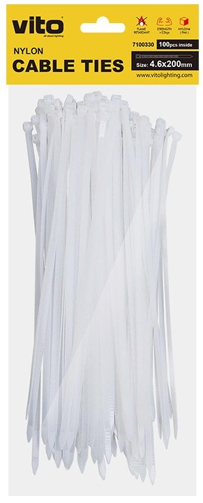 Fascette fermacavi autobloccanti bianche 4.6X200mm - 100 pezzi EL241 Vito