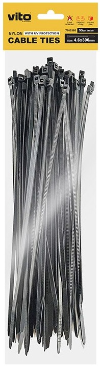 Fascette fermacavi autobloccanti nere 4.6X300mm - 50 pezzi EL3137 Vito