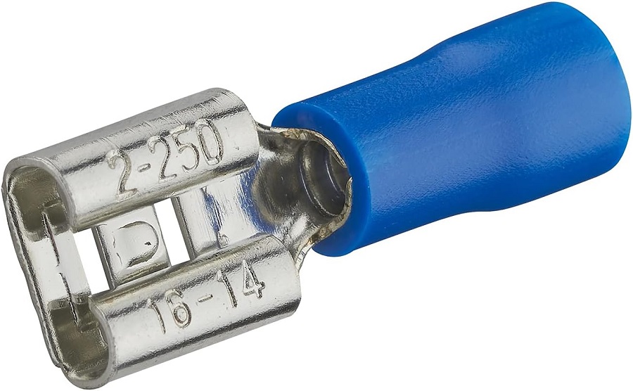 Connettore faston femmina 6.3mm blu 1.5-2.5mm confezione da 100 B7975 