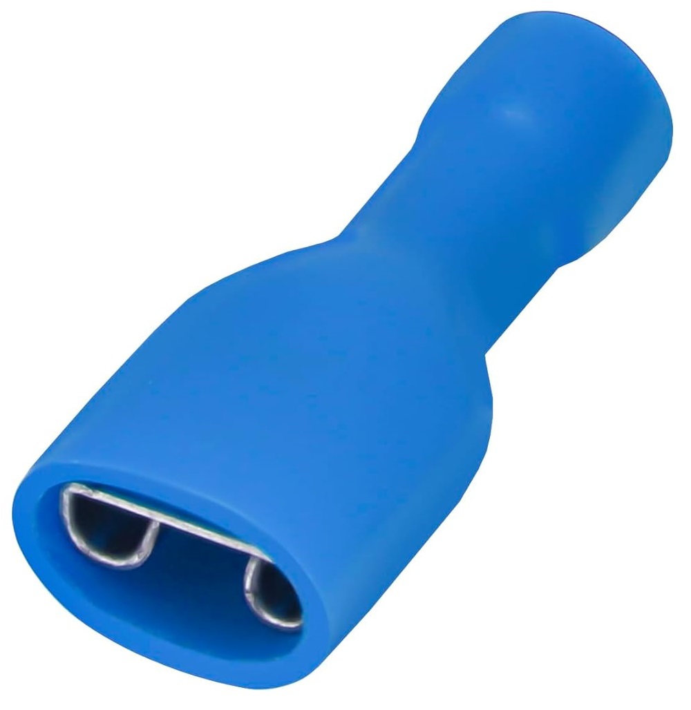 Connettore faston femmina isolato 6.3mm blu 1.5-2.5mm confezione da 100 B8058 