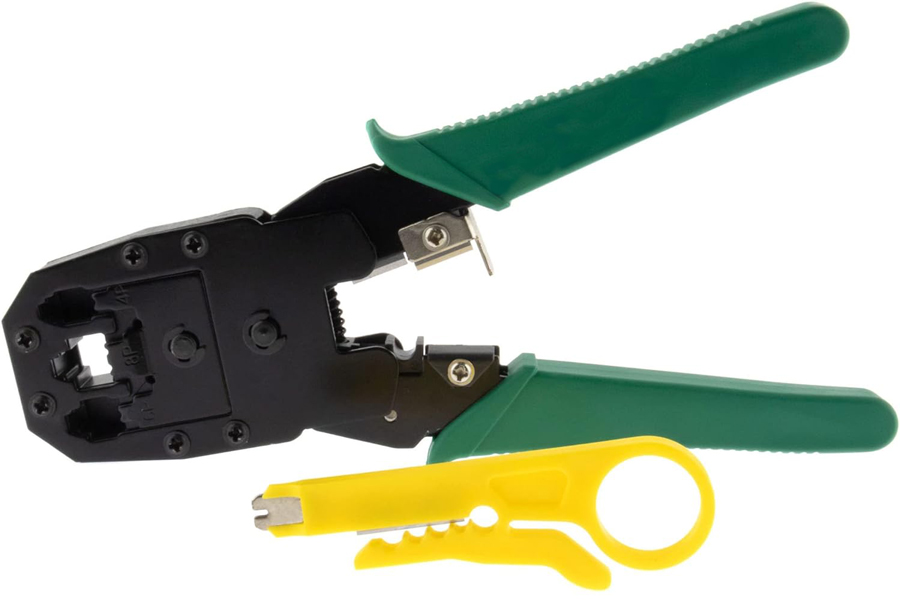 Pinza crimpatrice per connettori RH45/RJ12/RJ11 con spellafili P1288 