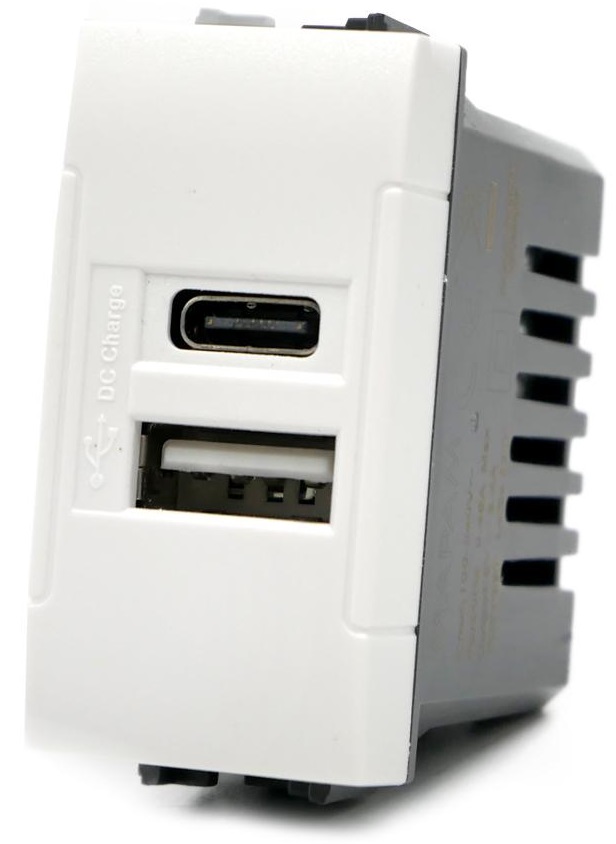 Doppia presa USB USB A - USB tipo C 5V 2.4A compatibile Living International EL2003 