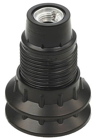 Portalampada E14 in bachelite nero con 2 anelli EL3214 Vito