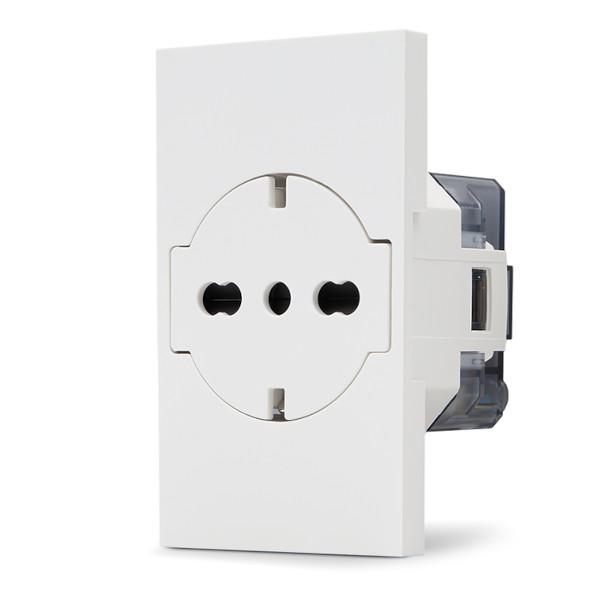 Presa 2P+T 16A bipasso Schuko bianca linea ZEN 02288 